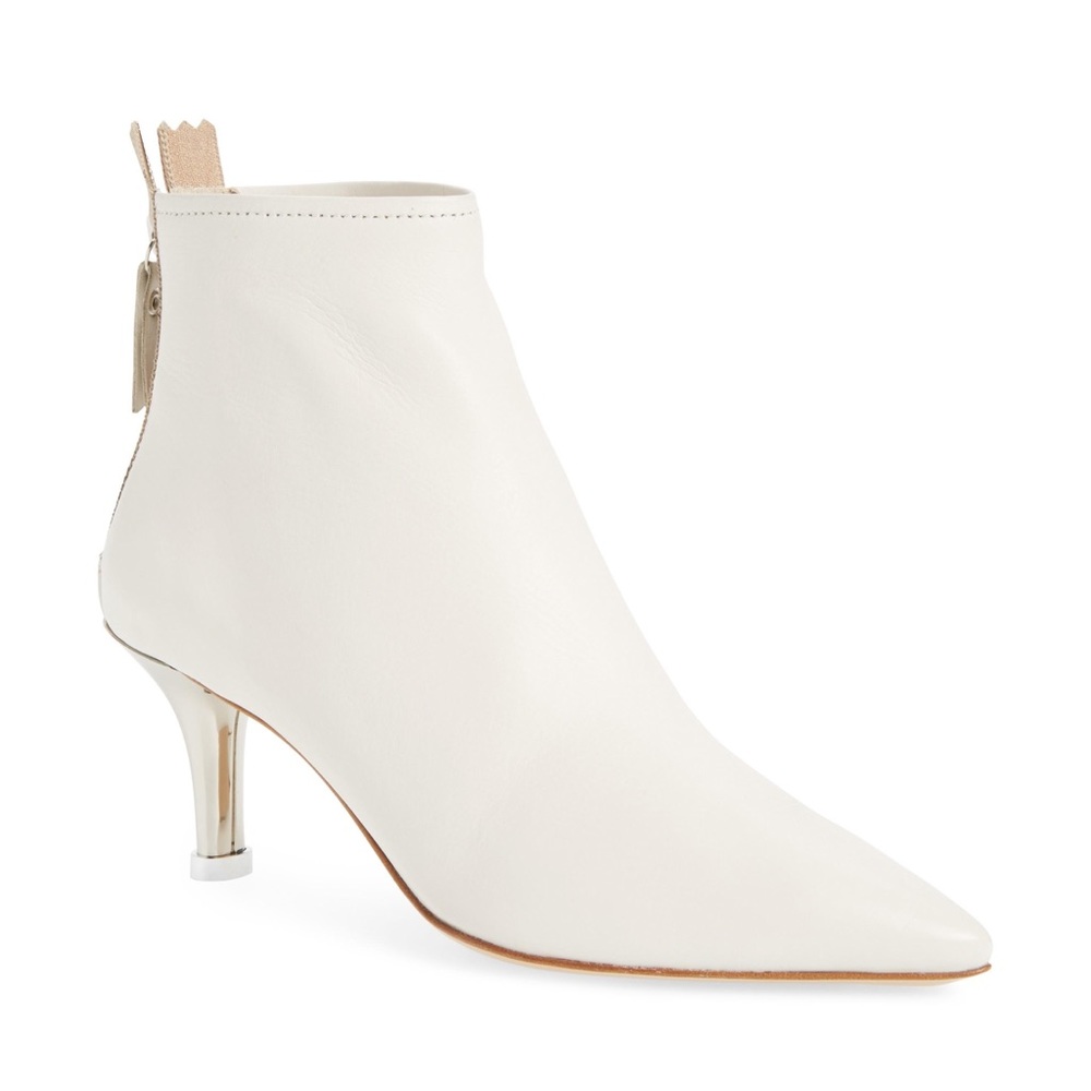 AGL Off White Leather Bootie with Mirrored Heel